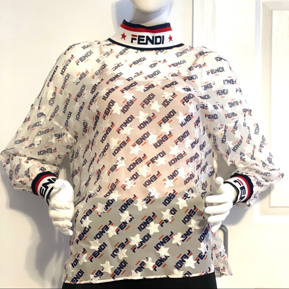 [Fendi] Sheer Fendi Long Sleeve Shirt
